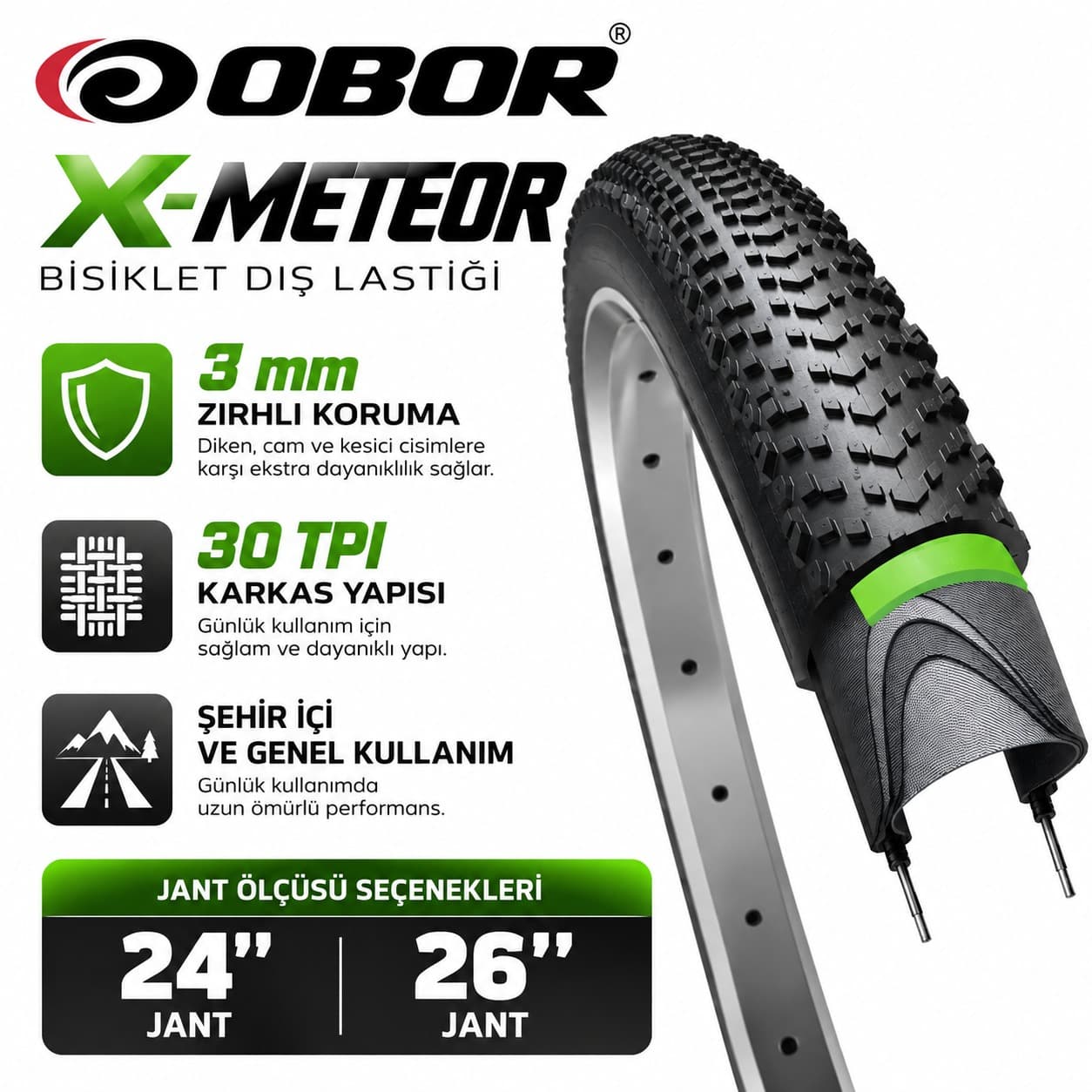 OBOR X-METEOR ZIRHLI MTB LASTİĞİ